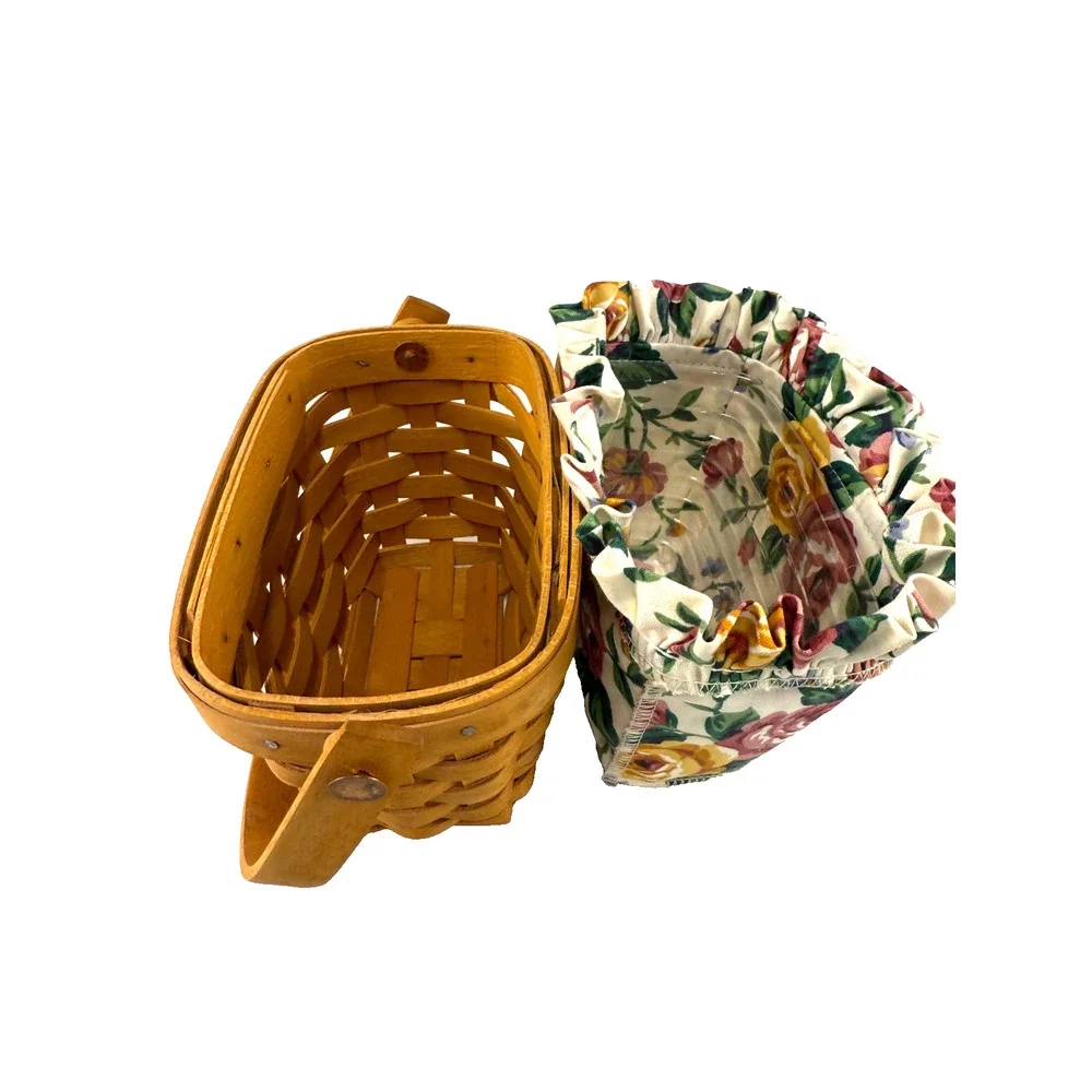 1997 Longaberger Horizon of Hope Basket w/Rose Liner & Protector Swinging Handle